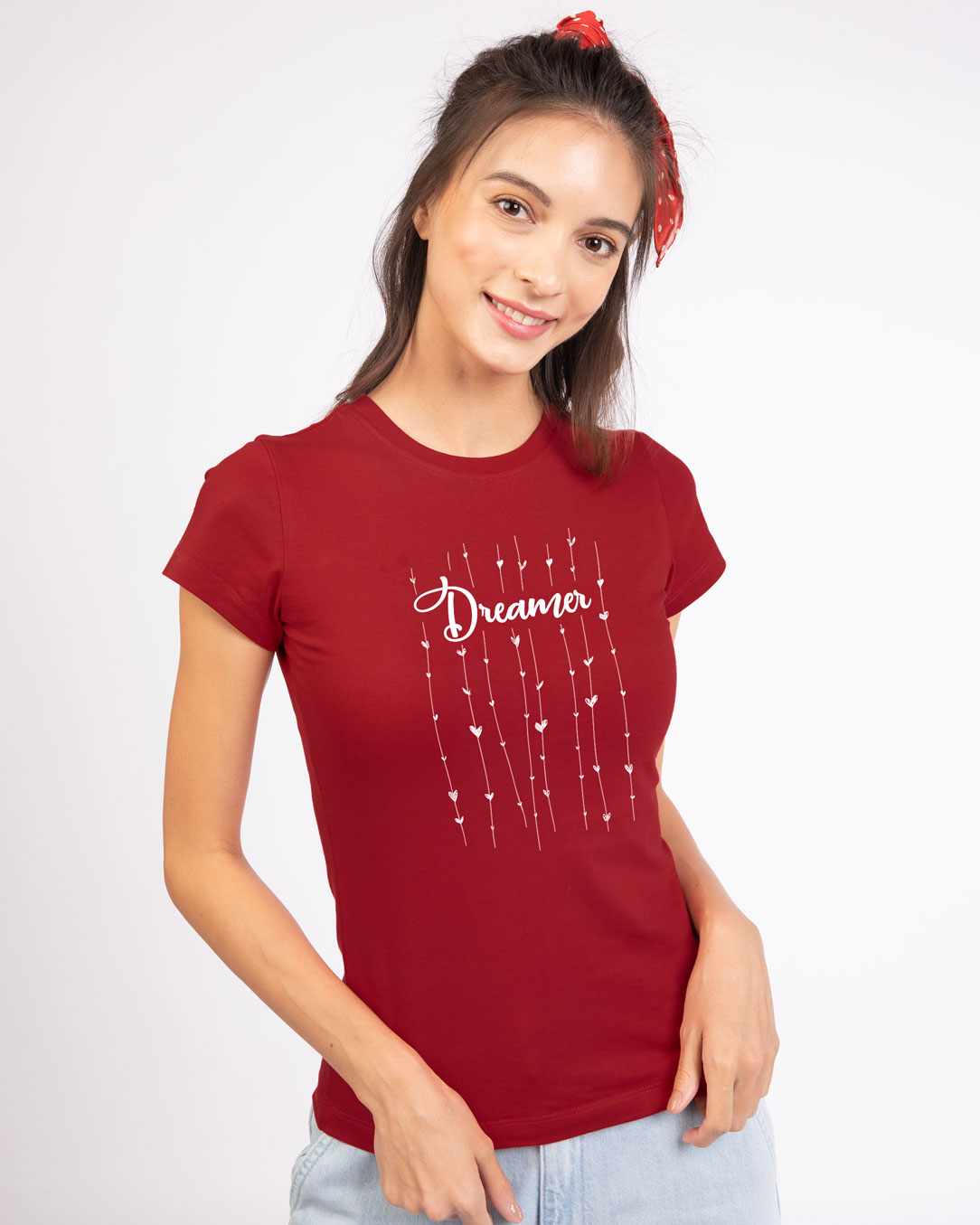Shop Dreamer Hearts Half Sleeve T-Shirt-Back