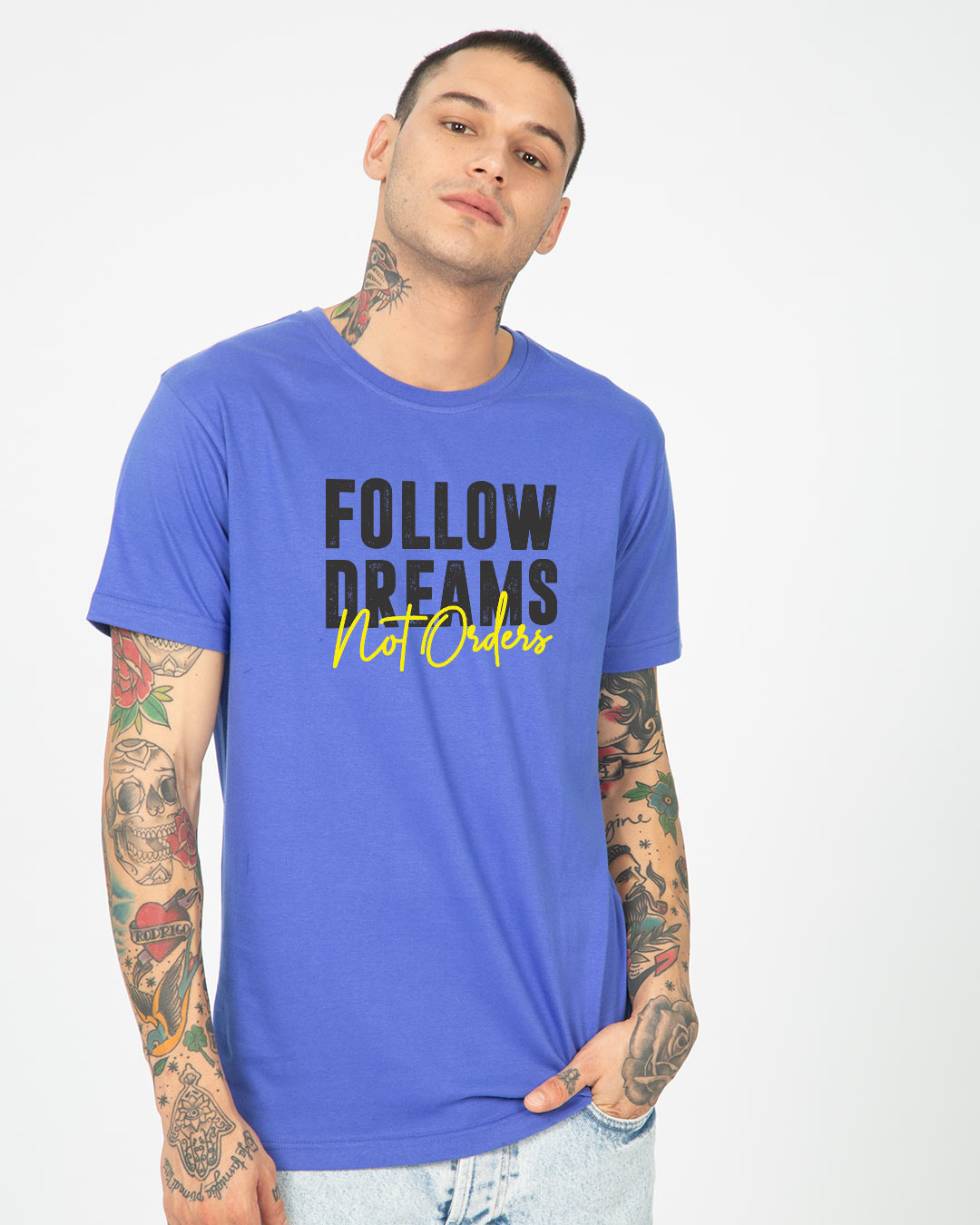 Shop Dreams Or Orders Half Sleeve T-Shirt-Back