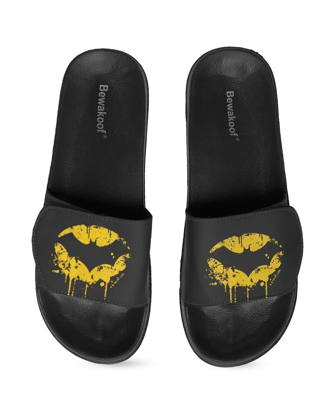 Shop Men's Black Dripping Batman Lightweight Adjustable Strap Sliders-Back