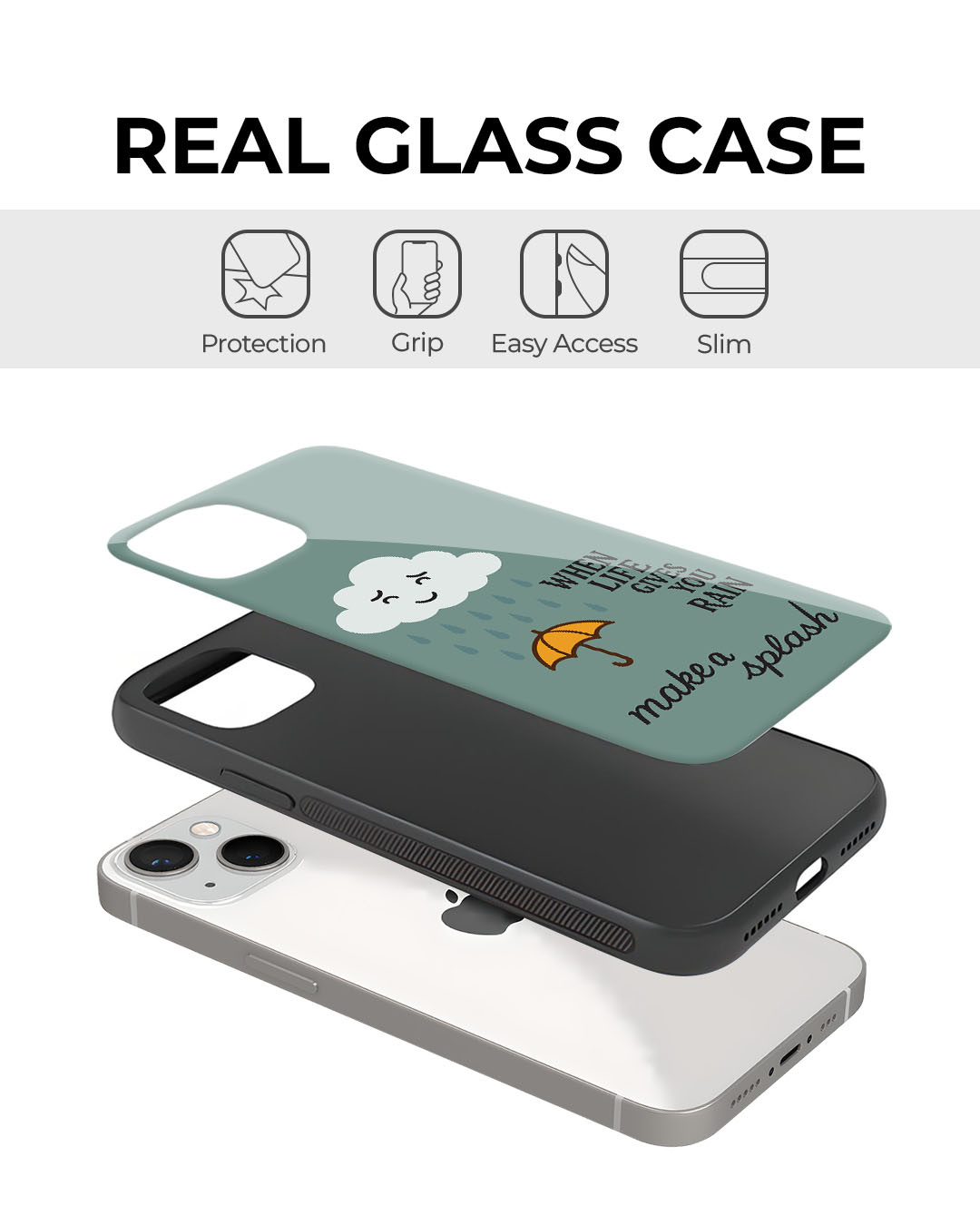 Shop Drop The Blues Premium Glass Cover for Apple iPhone 13-Back