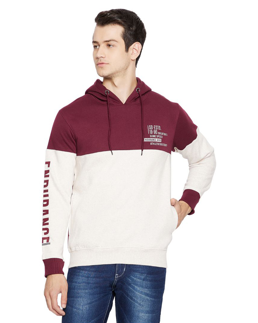 Buy Duke Men Hooded Sweatshirt for Men Maroon Online at Bewakoof