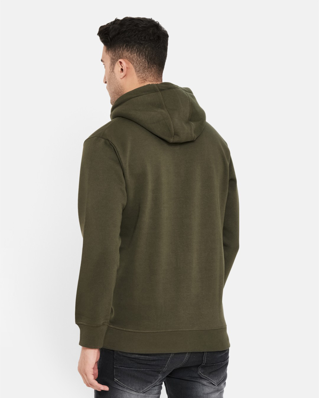 Shop Men's Green Printed Regular Fit Sweatshirt-Back