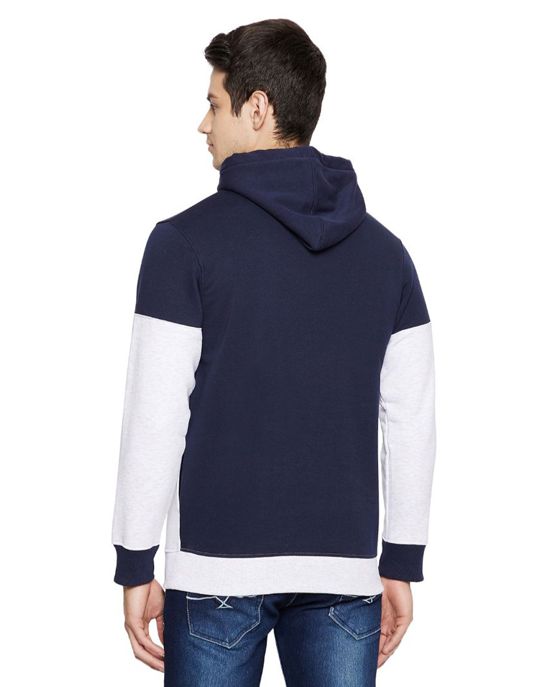 Shop Men Navy Hooded Sweatshirt-Back