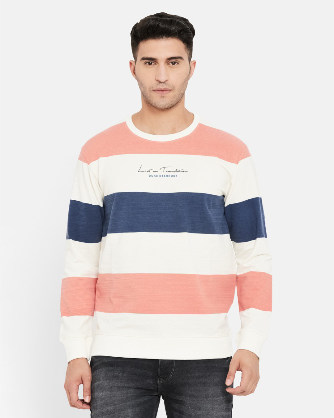 Buy Men s Multicolor Striped Regular Fit Sweatshirt Online at Bewakoof