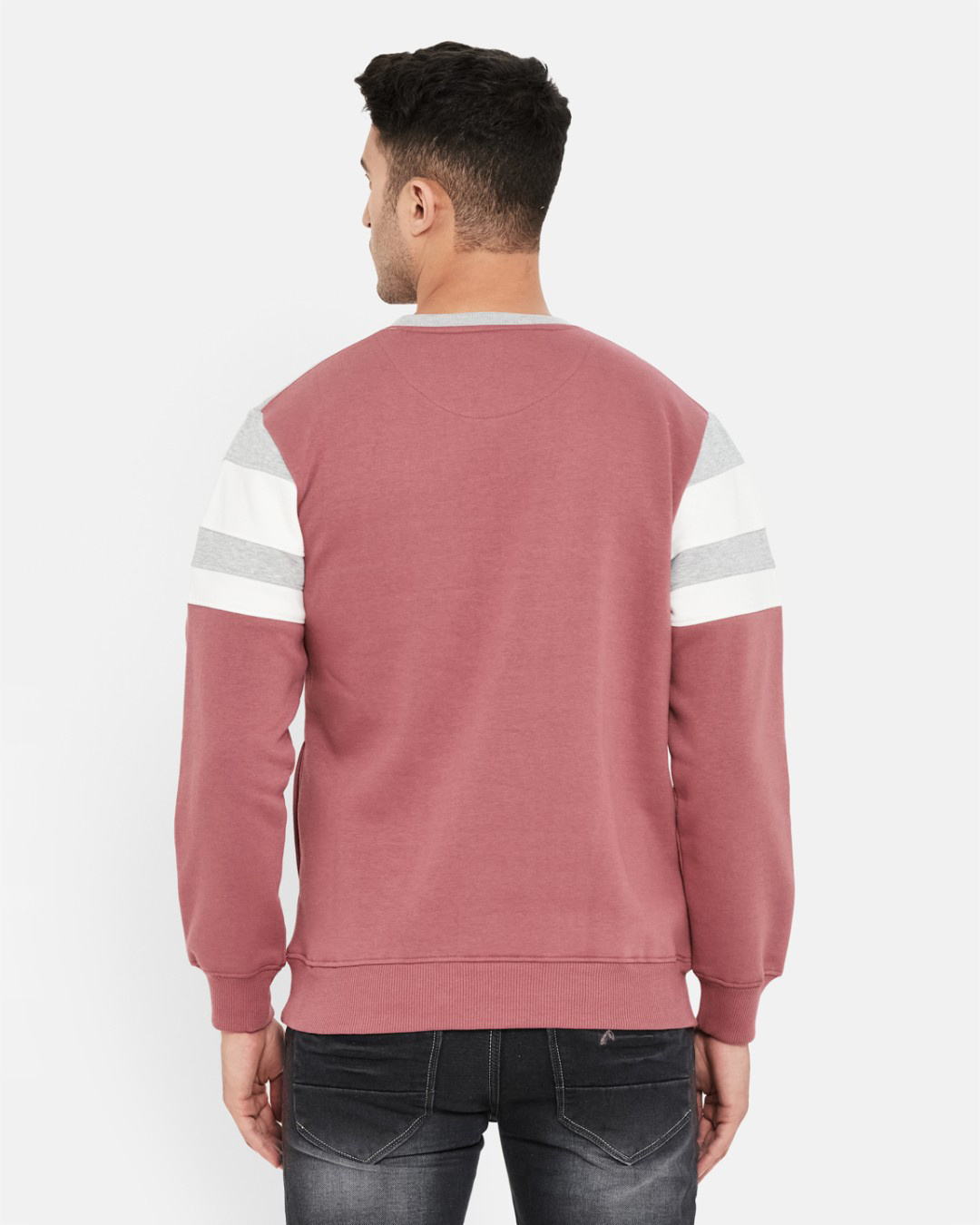 Shop Men's Grey Colorblock Regular Fit Sweatshirt-Back
