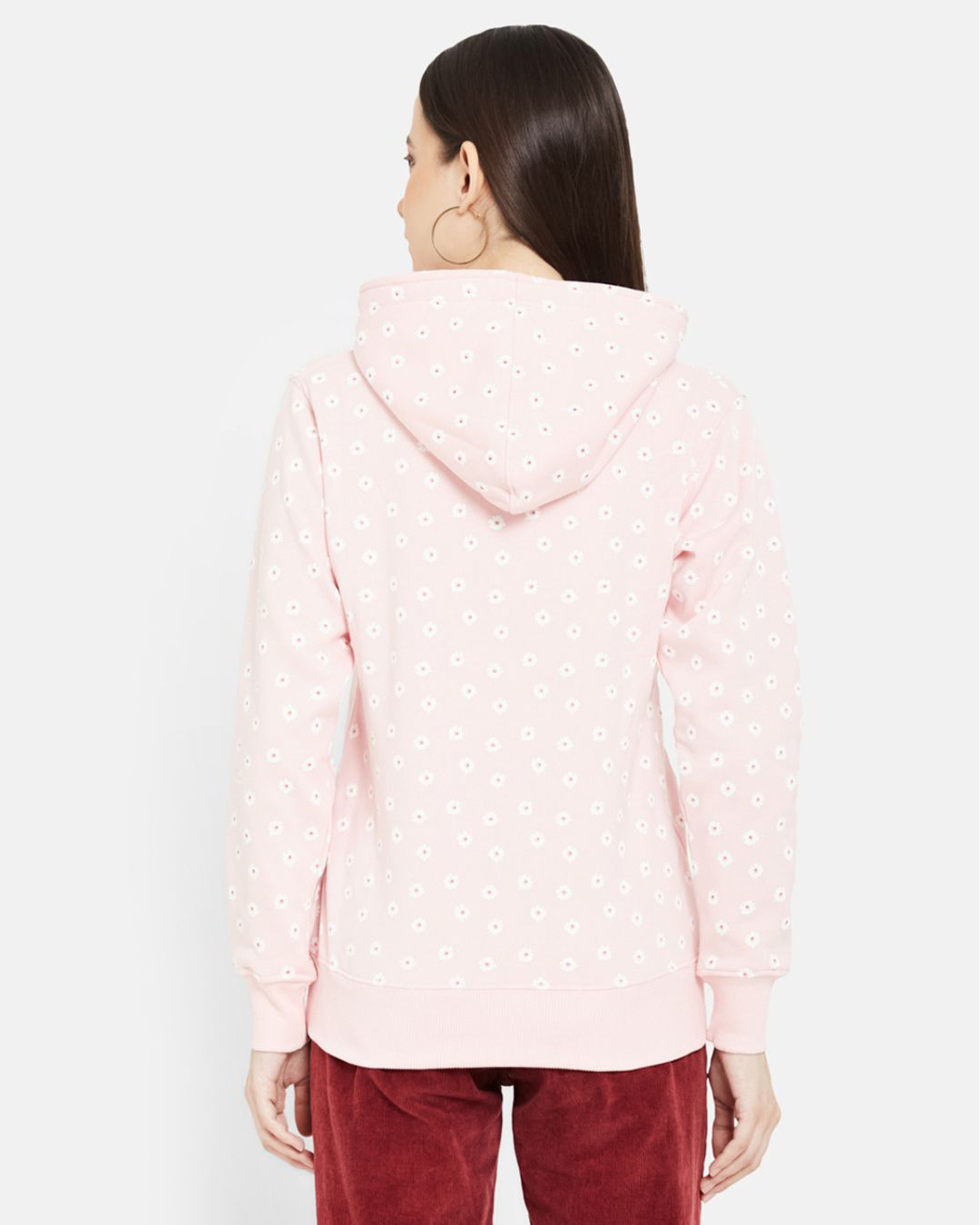 Shop Women's Pink Full Sleeve Hood Smart Fit Sweatshirt-Back