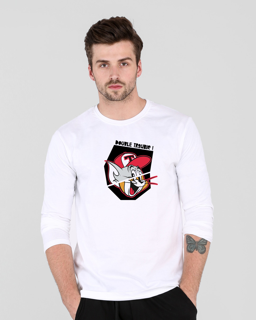 Shop Duo Full Sleeve T-Shirt White (TJL)-Back