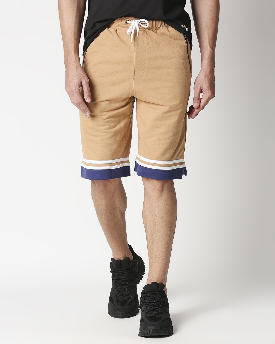 Buy Dusty Beige Men's Varsity Shorts Online at Bewakoof