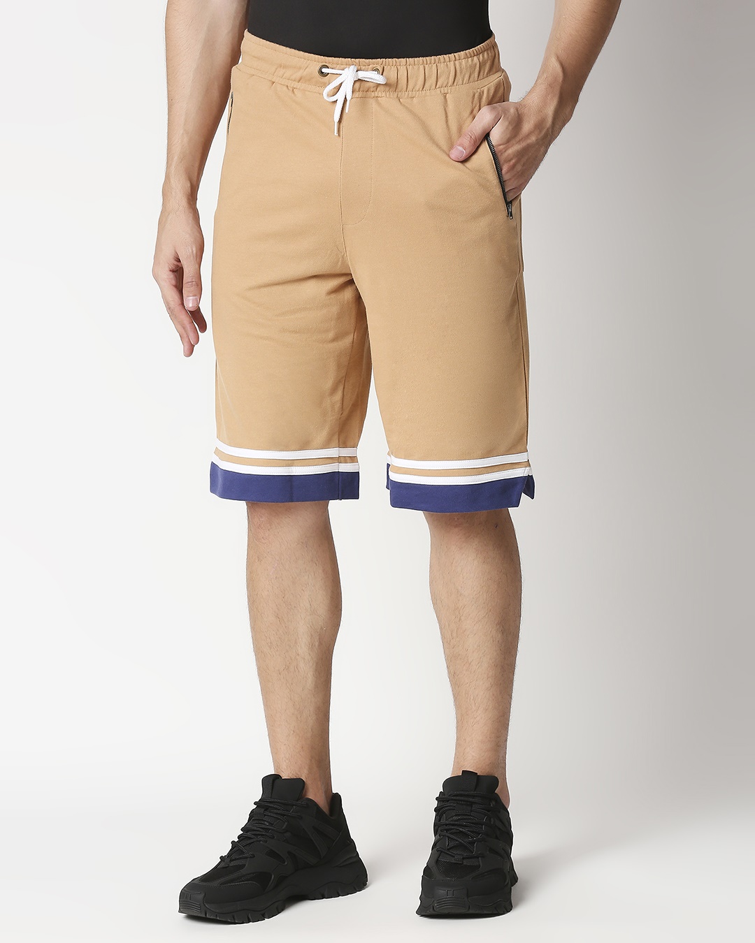 Shop Dusty Beige Men's Varsity Shorts-Back