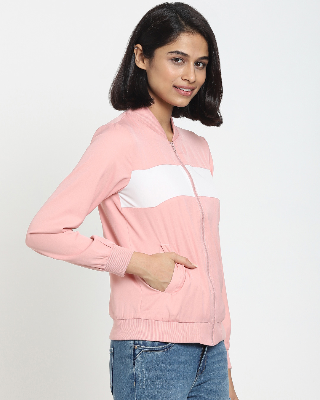 Shop Women's Pink Bomber Jacket-Back
