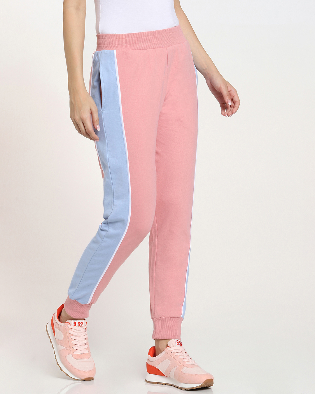Shop Women's Pink & Blue Color Block Joggers-Back