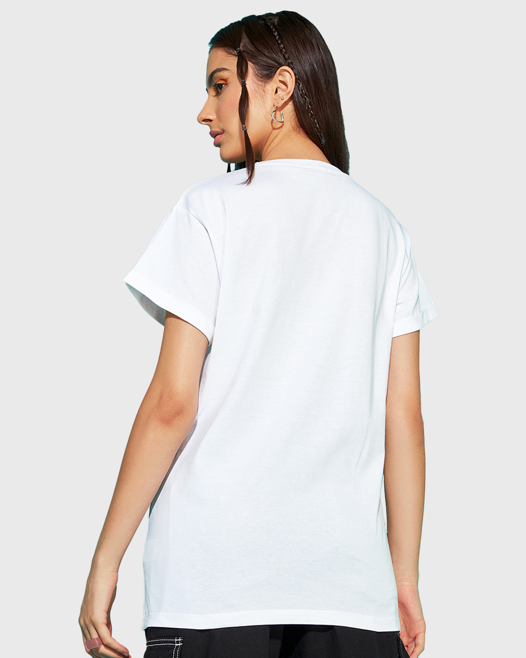 Shop Women's White Dynamic Duo Graphic Printed Boyfriend T-shirt-Back