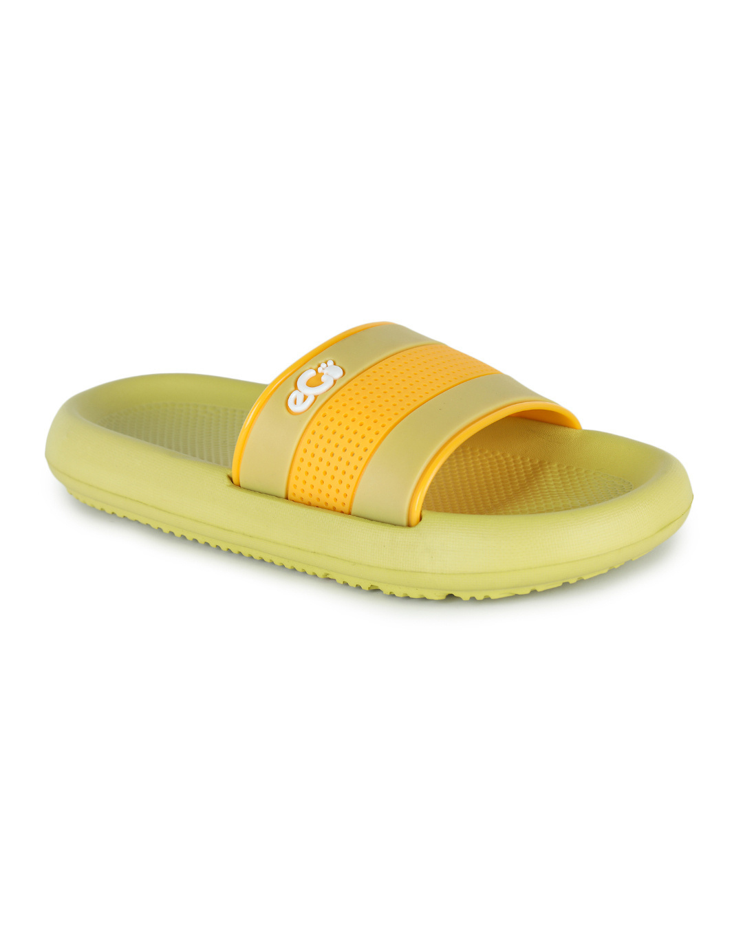 Shop Women Yellow Colorblock Synthetic Sliders-Back
