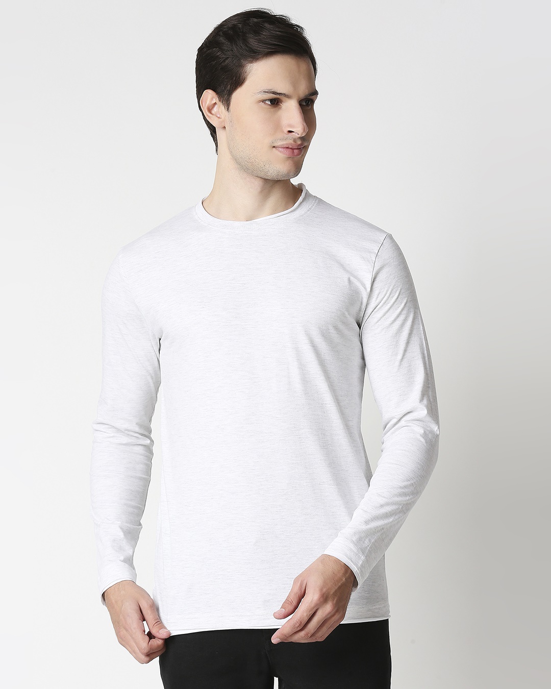 Shop Men's Egret Melange Raw Edge T-shirt-Back