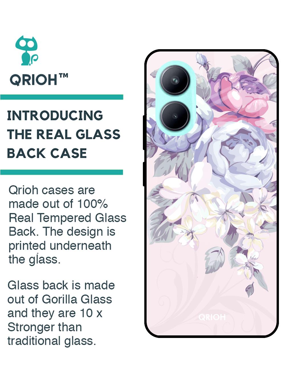 Shop Elegant Floral Printed Premium Glass case for Realme C33 (Shock Proof,Scratch Resistant)-Back