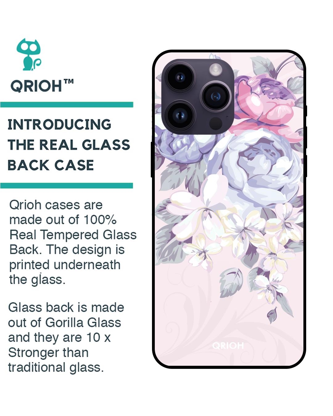 Shop Elegant Floral Printed Premium Glass Cover for Apple iPhone 14 Pro Max (Shockproof, Light Weight)-Back
