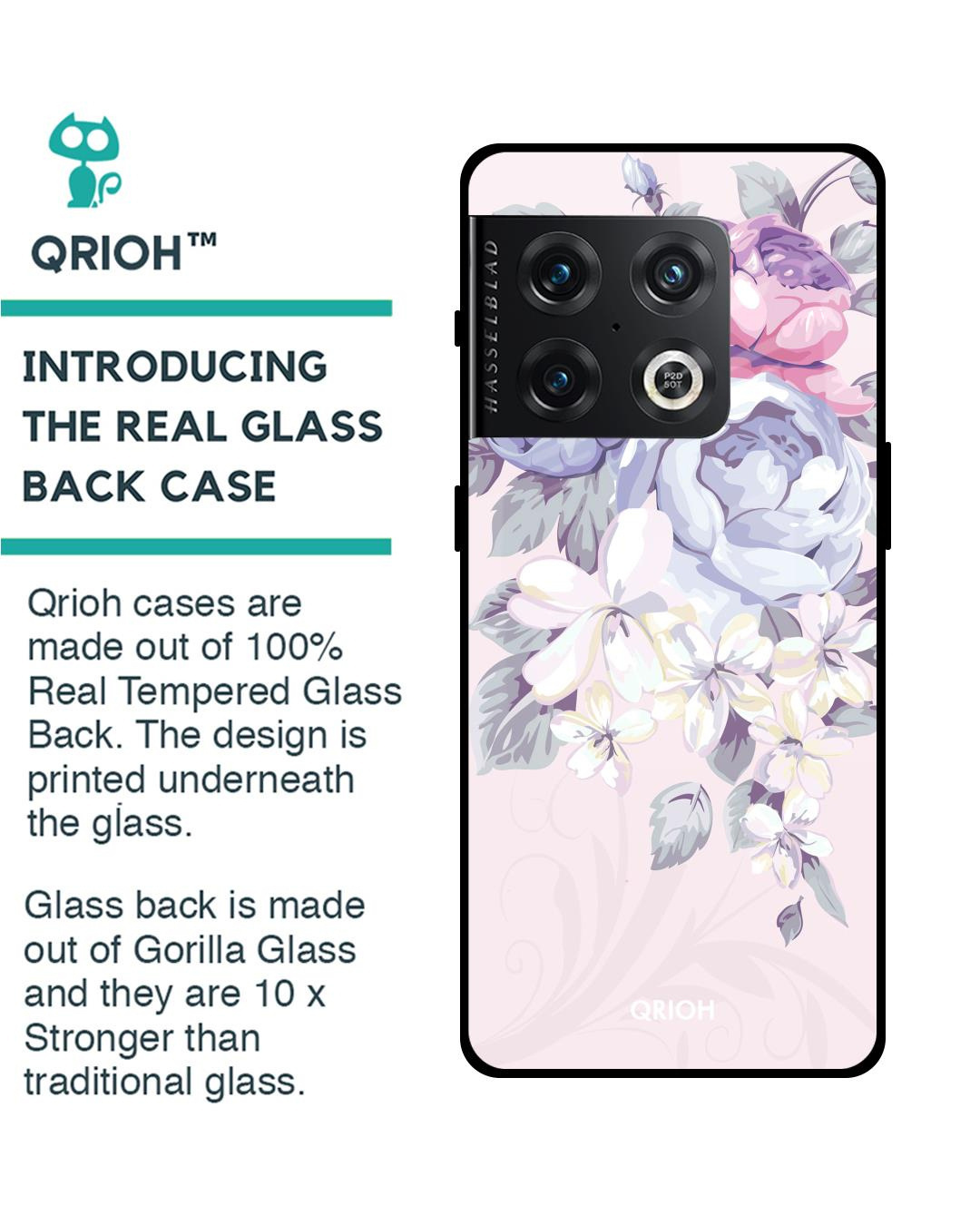Shop Elegant Floral Printed Premium Glass Cover for OnePlus 10 Pro (Shock Proof, Lightweight)-Back