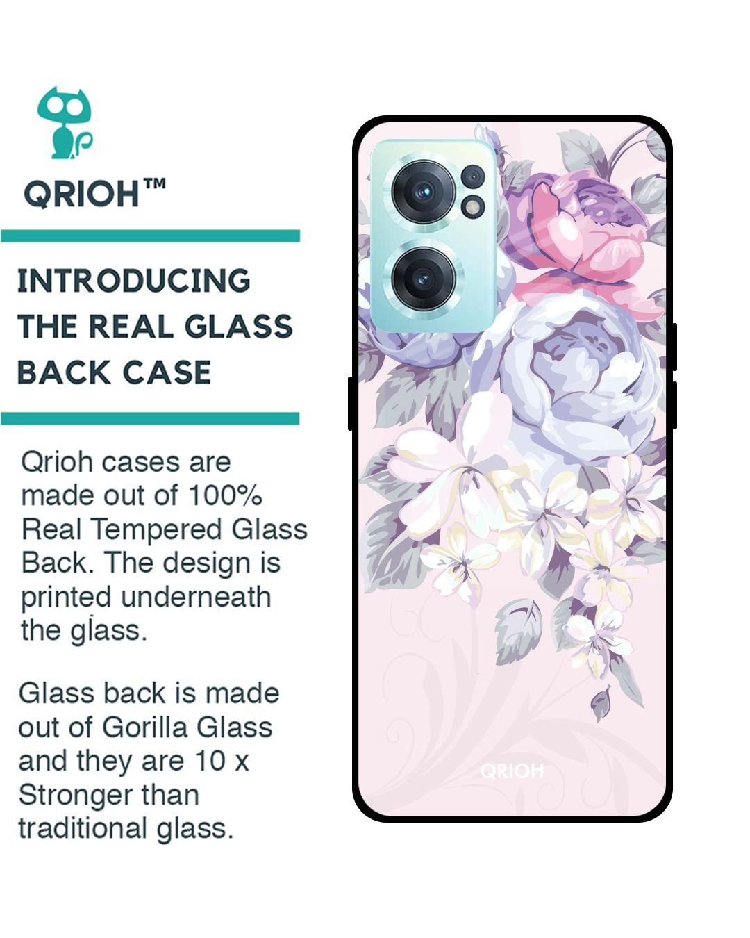 Shop Elegant Floral Printed Premium Glass Cover for OnePlus Nord CE 2 5G (Shock Proof, Lightweight)-Back