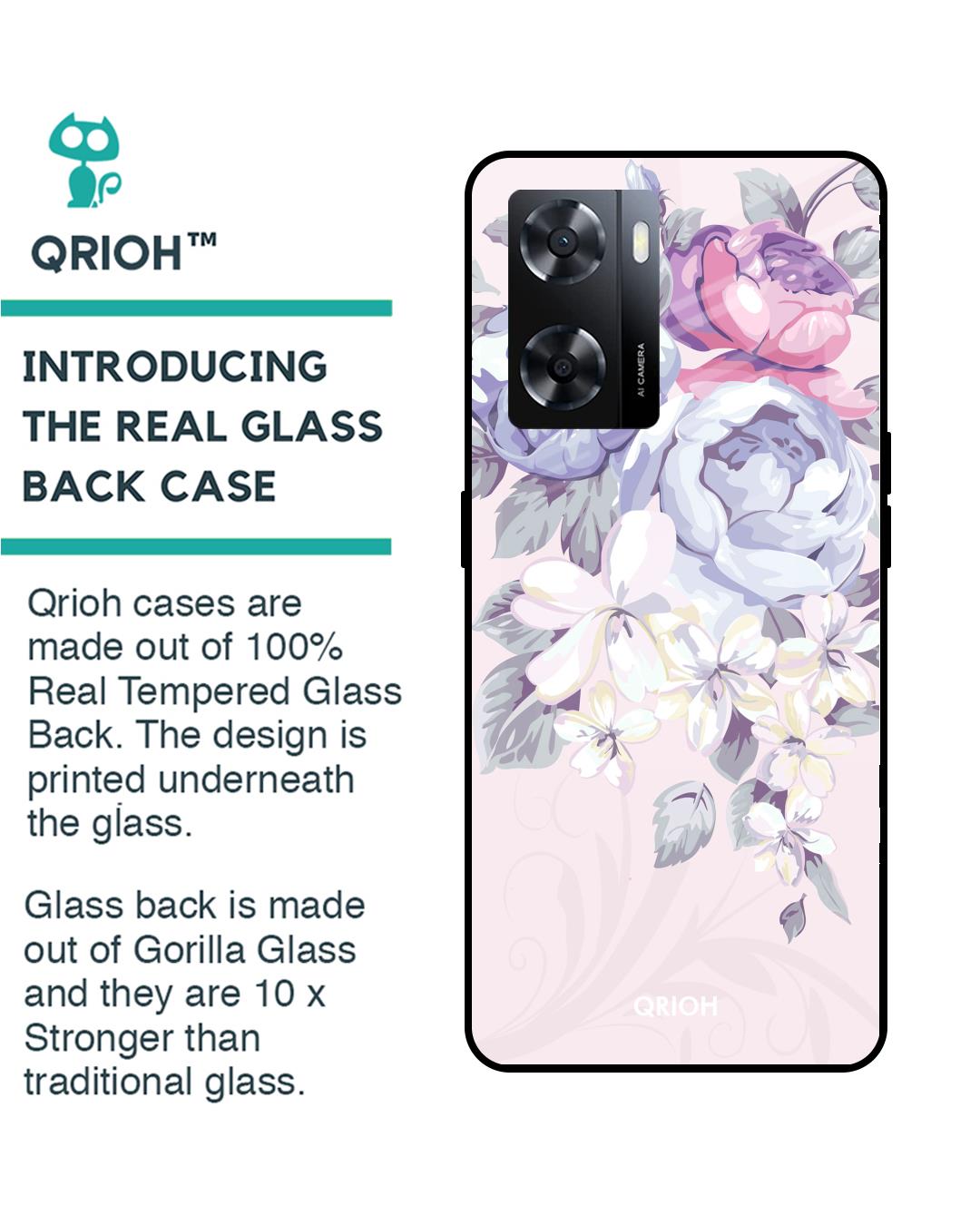 Shop Elegant Floral Printed Premium Glass Cover for Oppo A57 4G (Shockproof, Light Weight)-Back