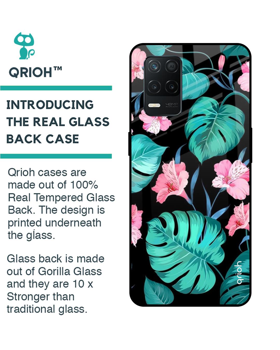 Shop Elegant Floral Printed Premium Glass Cover for Realme 8 5G (Shockproof, Light Weight)-Back