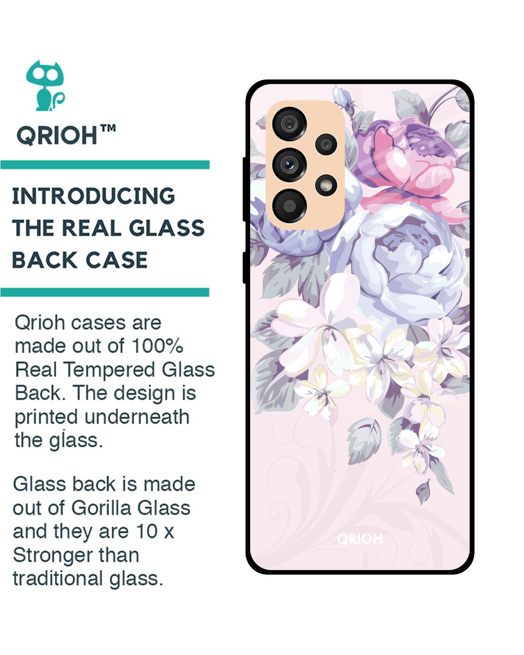 Shop Elegant Floral Printed Premium Glass Cover for Samsung Galaxy A33 5G (Shock Proof, Light Weight)-Back