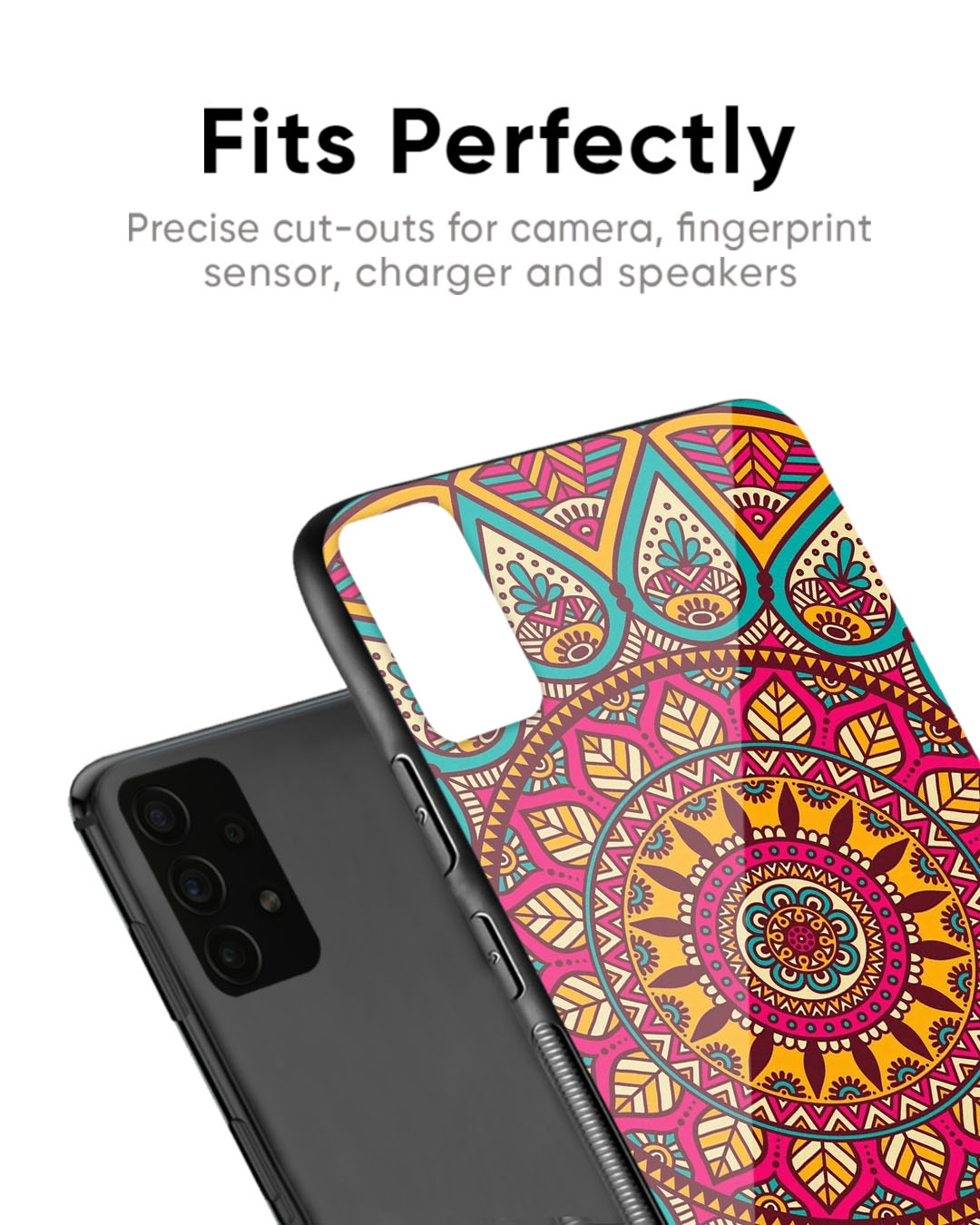 Shop Elegant Mandala Premium Glass Case for Vivo V27 5G (Shock Proof, Scratch Resistant)-Back