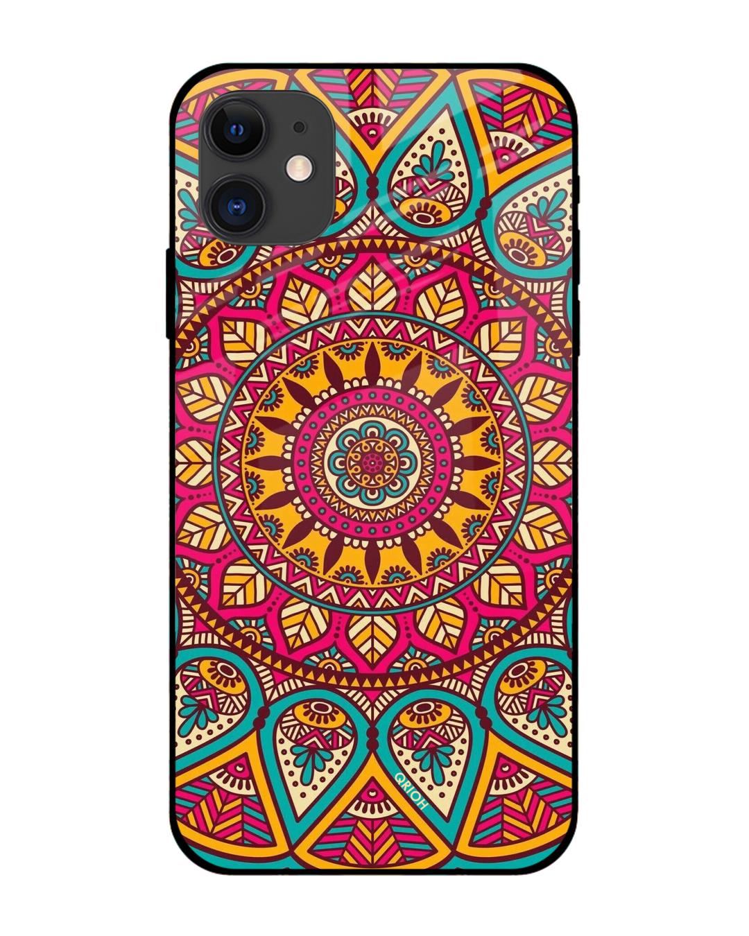 Buy Elegant Mandala Printed Premium Glass Cover For iPhone 12 mini
