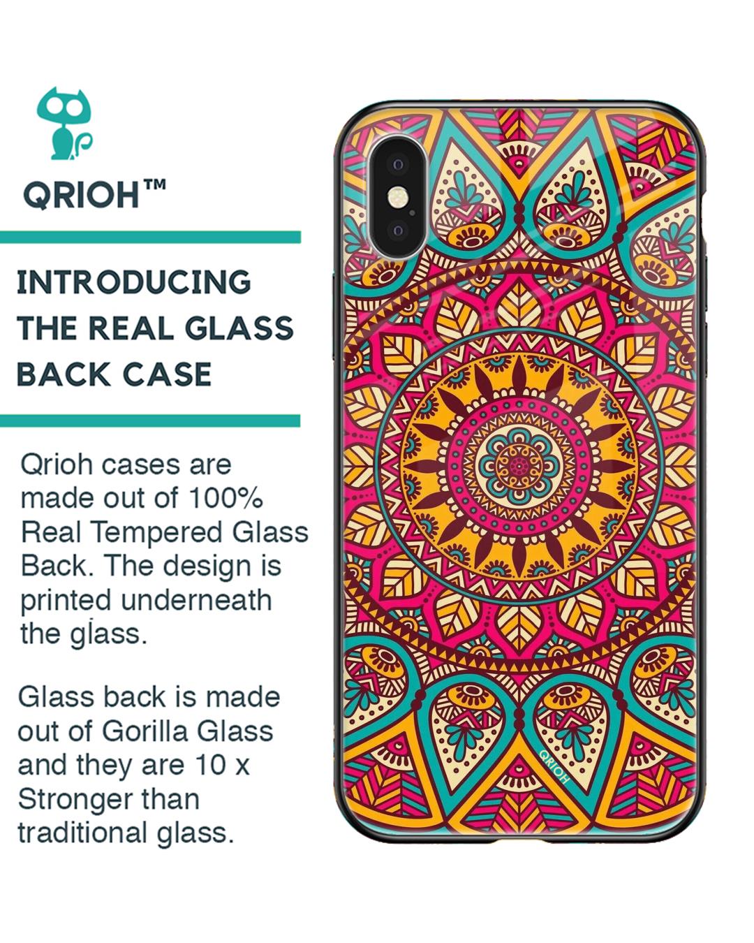 Shop Elegant Mandala Printed Premium Glass Cover For iPhone XS Max (Impact Resistant, Matte Finish)-Back