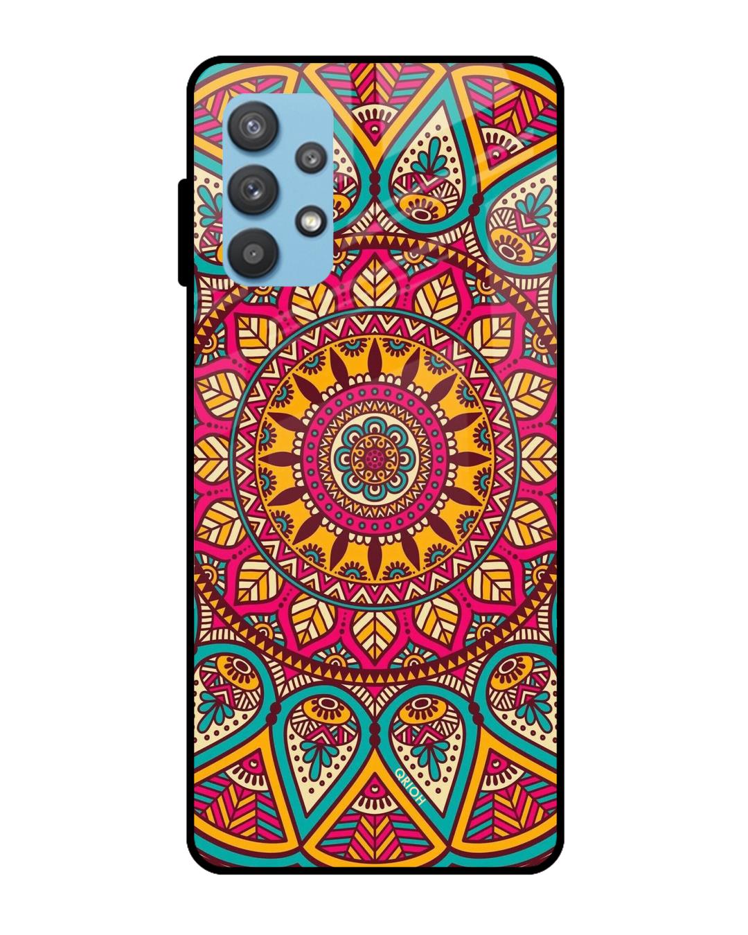 Shop Elegant Mandala Printed Premium Glass Cover For  A72(Impact Resistant, Matte Finish)-Back