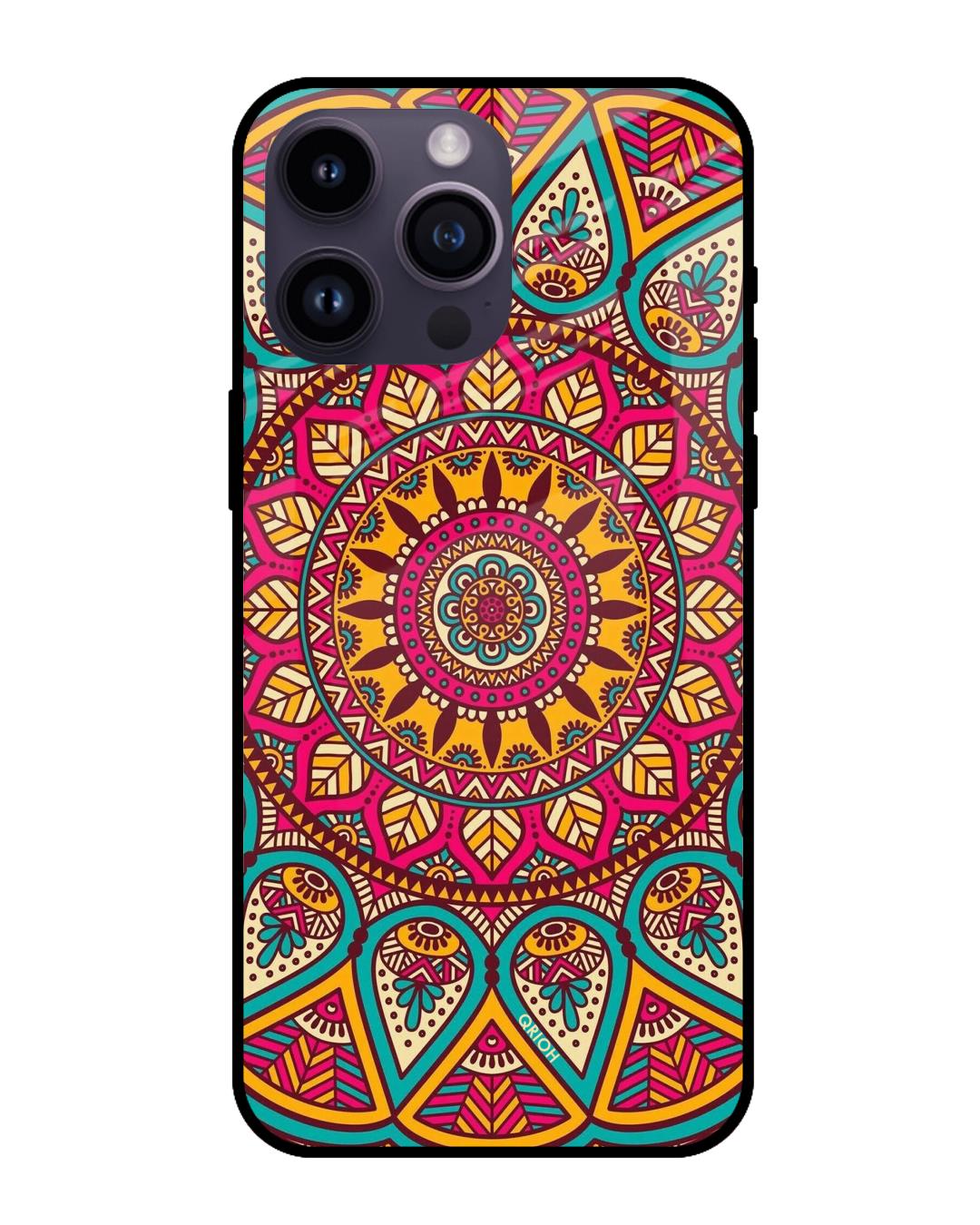 Buy Elegant Mandala Printed Premium Glass Cover for Apple iPhone 14 Pro ...