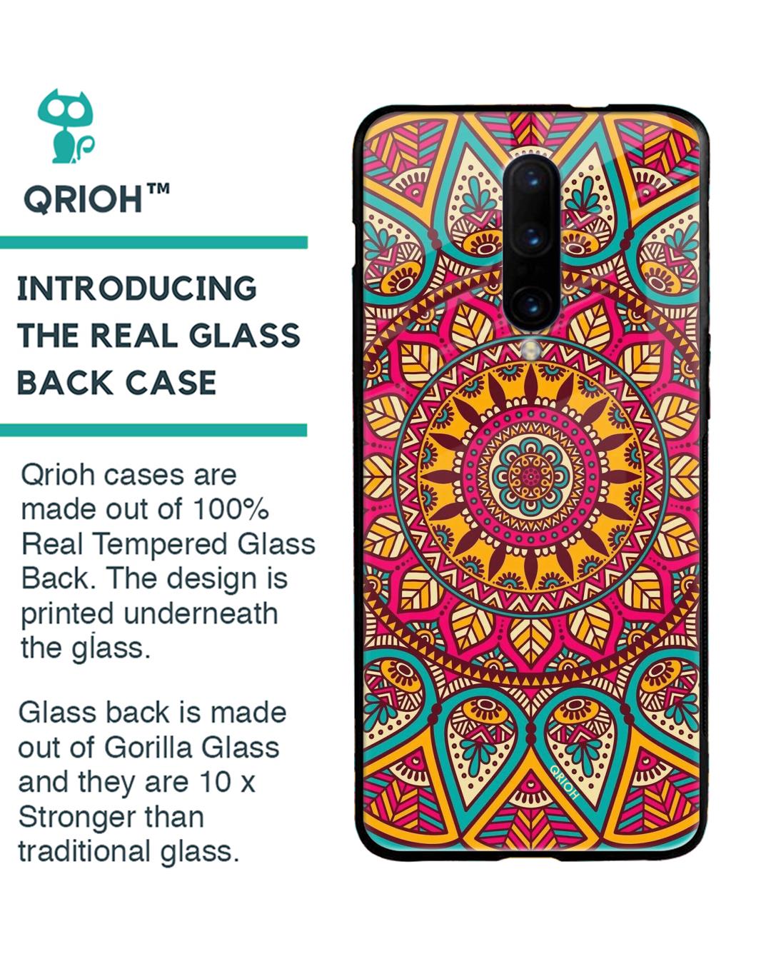 Shop Elegant Mandala Printed Premium Glass Cover For OnePlus 7 Pro (Impact Resistant, Matte Finish)-Back