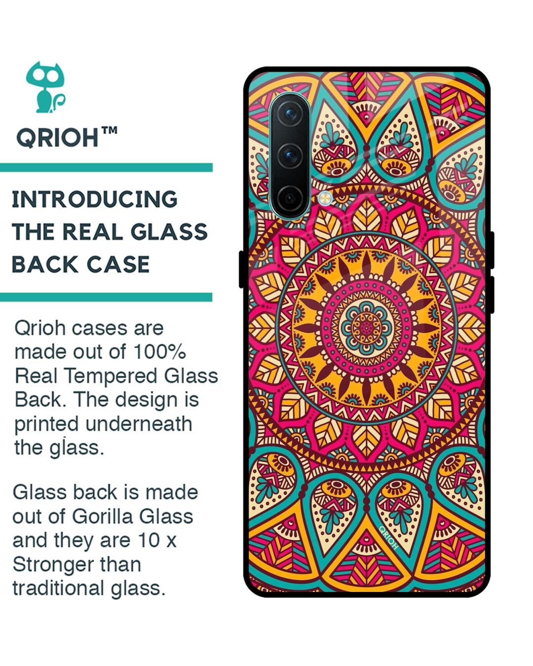 Shop Elegant Mandala Printed Premium Glass Cover For OnePlus Nord CE (Impact Resistant, Matte Finish)-Back