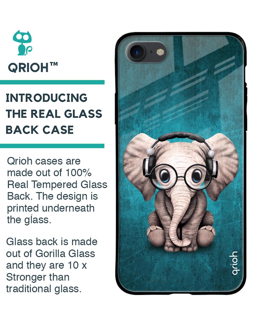 Shop Elephant Printed Silicon Glass Cover For iPhone 7 (Light Weight, Impact Resistant)-Back