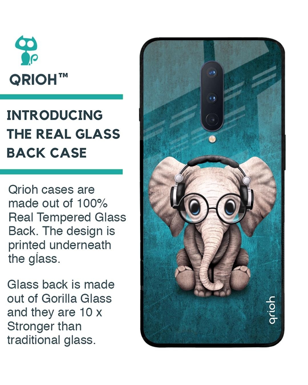 Shop Elephant Printed Silicon Glass Cover For OnePlus 8 (Light Weight, Impact Resistant)-Back