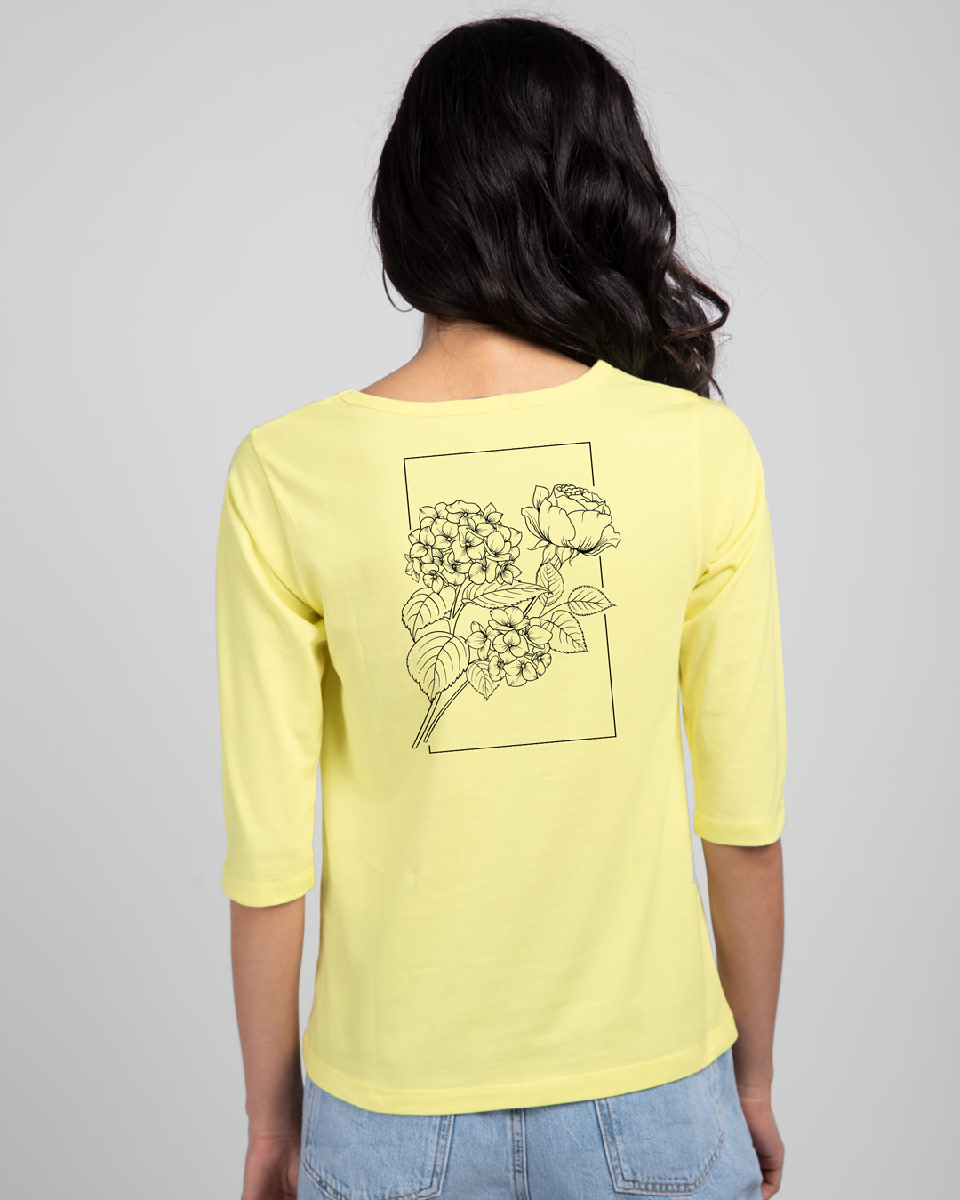 Shop Embrace Imperfection Round Neck 3/4 Sleeve T-Shirt Pastel Yellow-Back