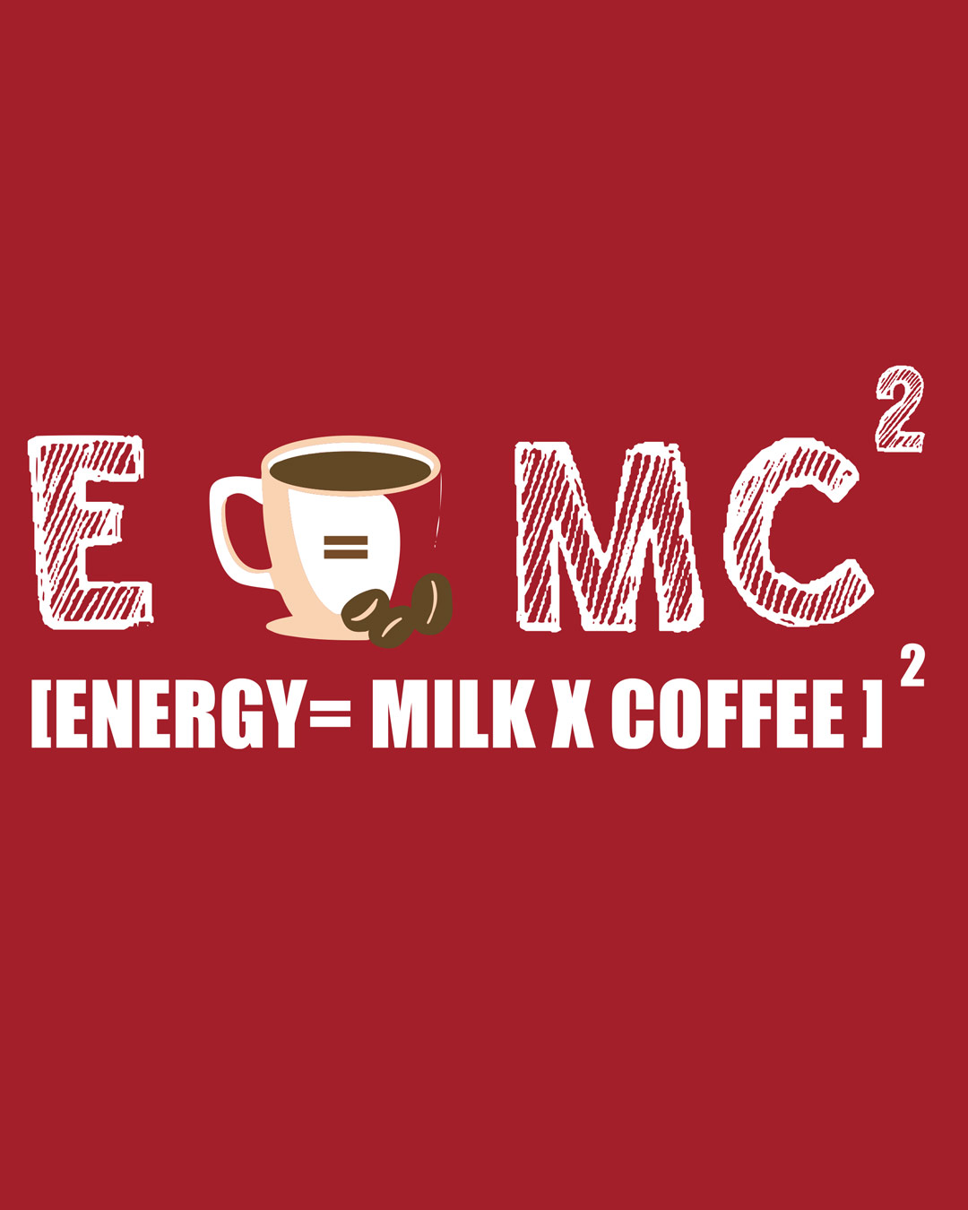 Energy Milk X Coffee Half Sleeve Printed T Shirt Bold Red