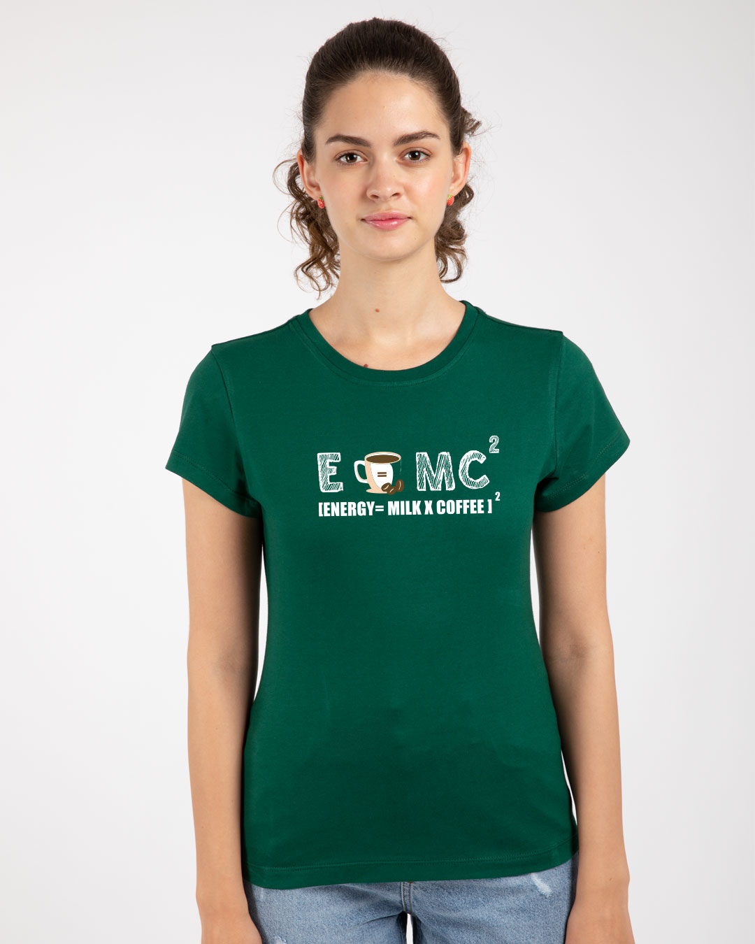 Shop Energy = Milk X Coffee Half Sleeve Printed T-Shirt Dark Forest Green-Back