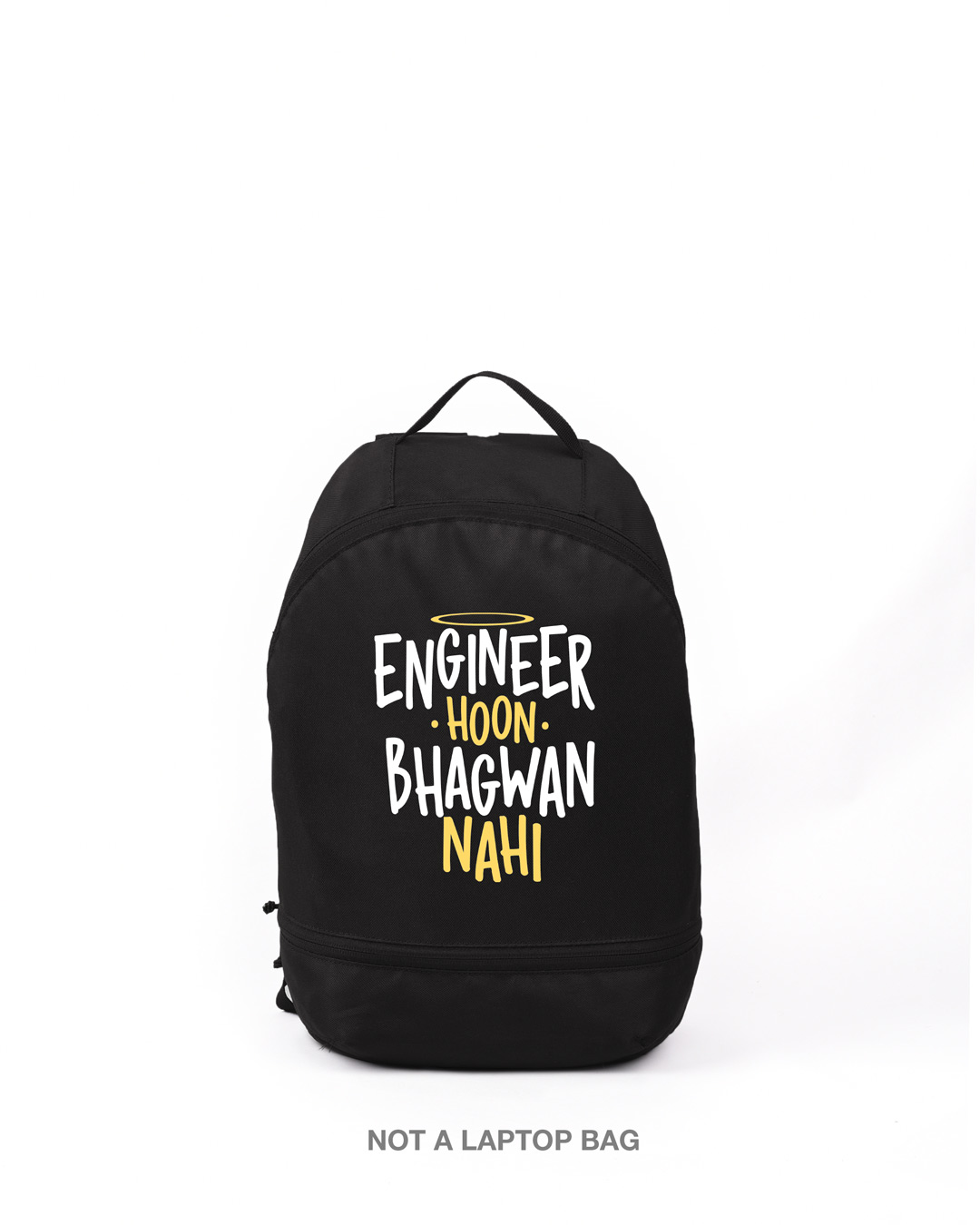 Shop Engineer Bhagwan Printed Small Backpack-Front