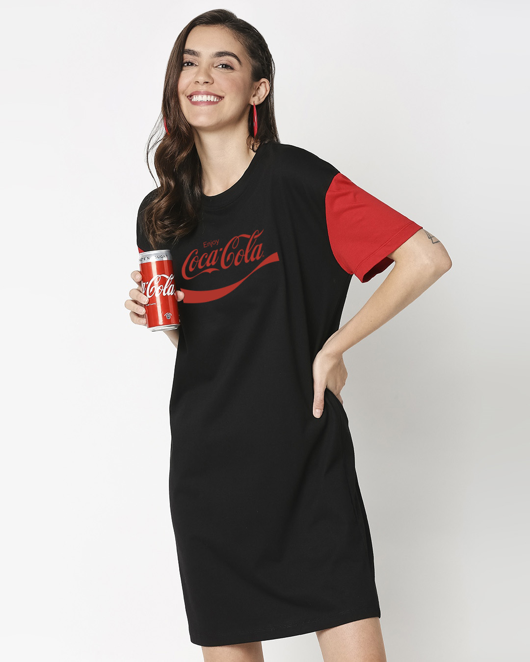 Enjoy Coca Cola  6 0 Raglan Dress  Bewakoof X Coke Black 