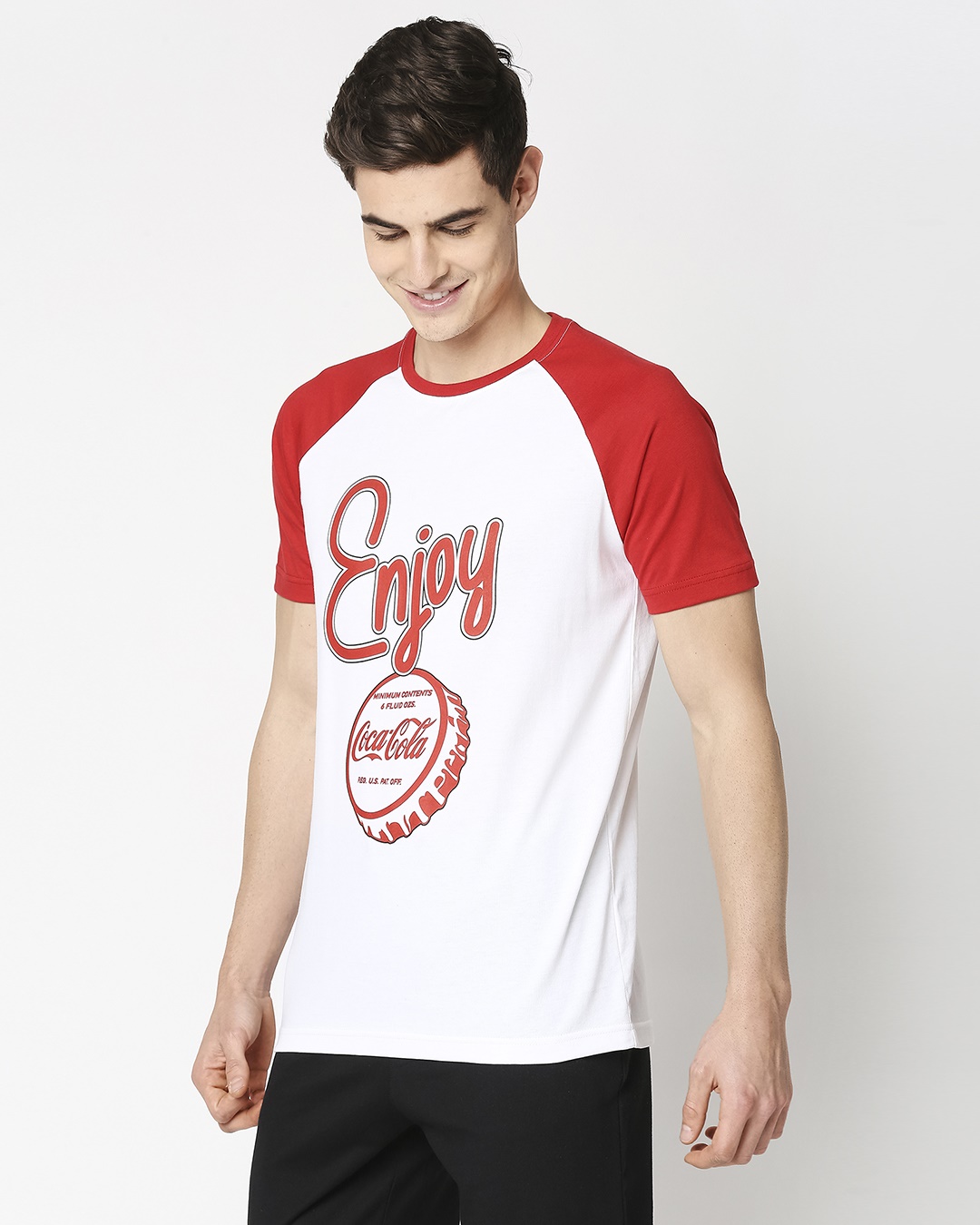 Shop Enjoy Coca-Cola Half Sleeves Raglan T-Shirt-Back