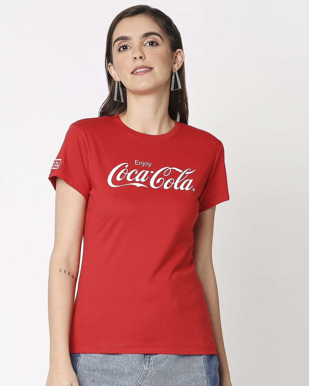 Shop Women's Red Enjoy Coca-Cola Typography T-shirt-Back