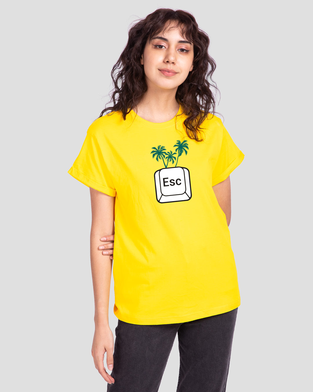 Shop Escape Vacay Boyfriend T-Shirt Pineapple Yellow-Back