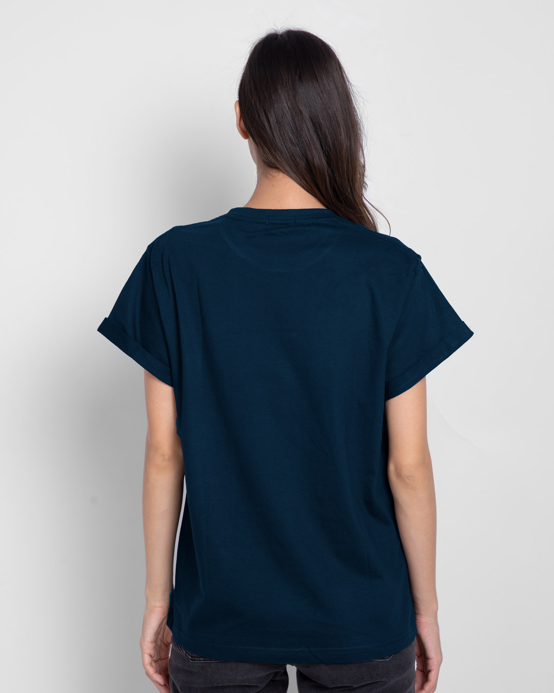Shop Euphoria Flowers Boyfriend T-Shirt - Navy Blue-Back