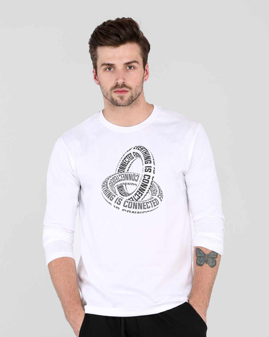 Shop Everything Is Connected full Sleeve T-Shirt White-Back