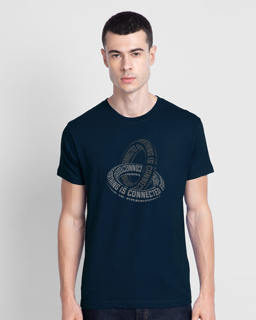 Shop Everything Is Connected Half Sleeve T-Shirt Navy Blue-Back