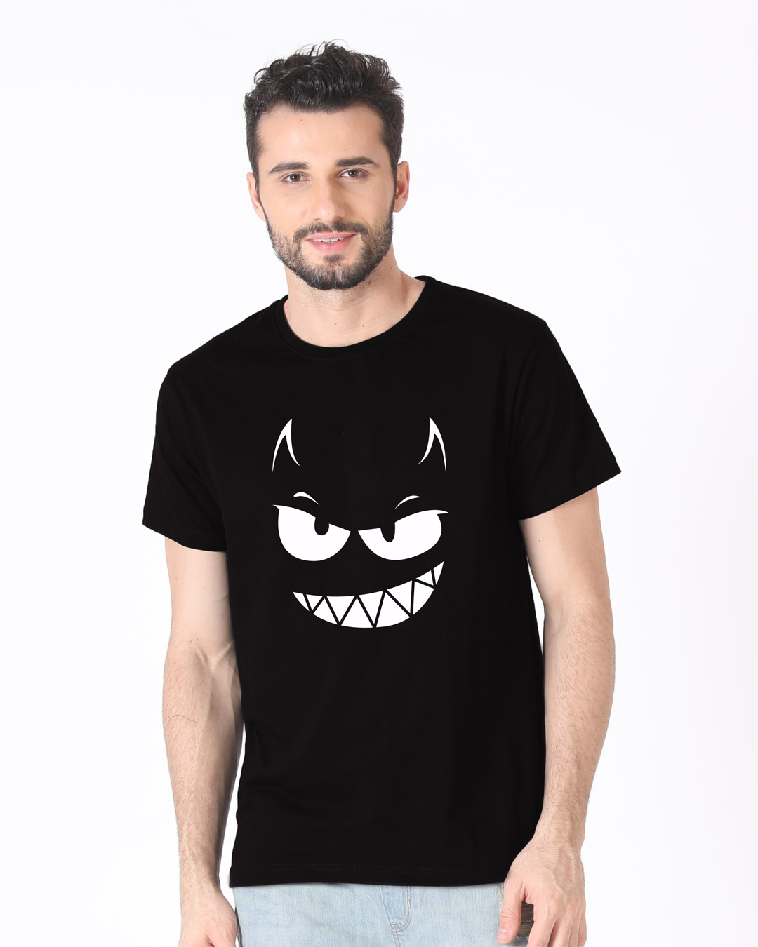 Shop Evil Smiley Half Sleeve T-Shirt-Back