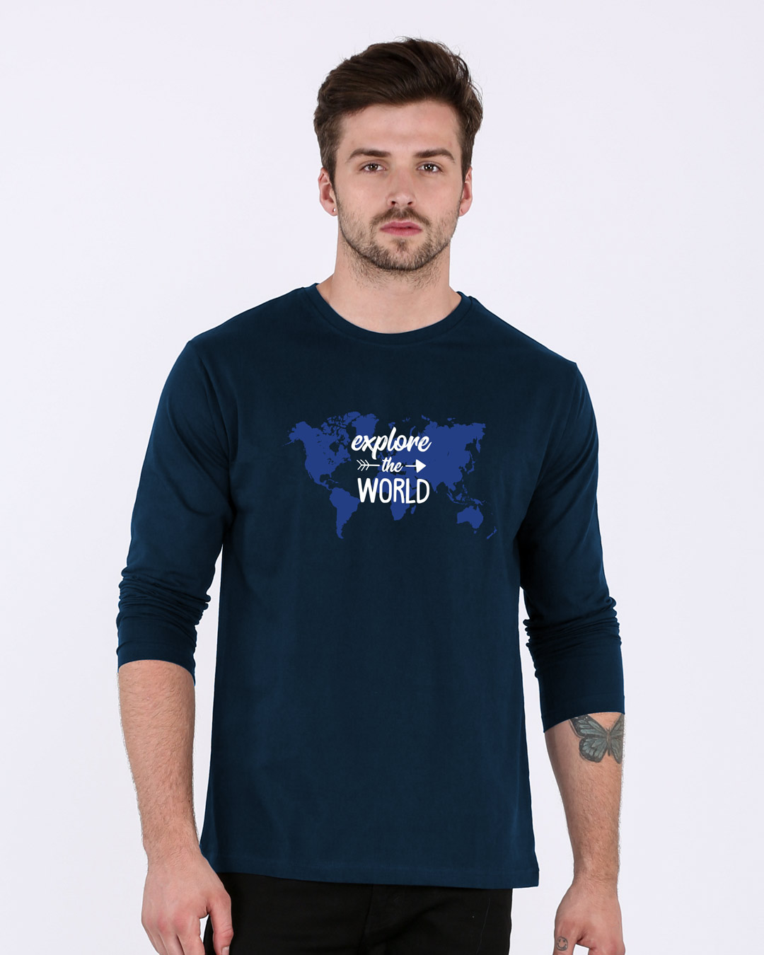 Shop Explore Map Full Sleeve T-Shirt-Back