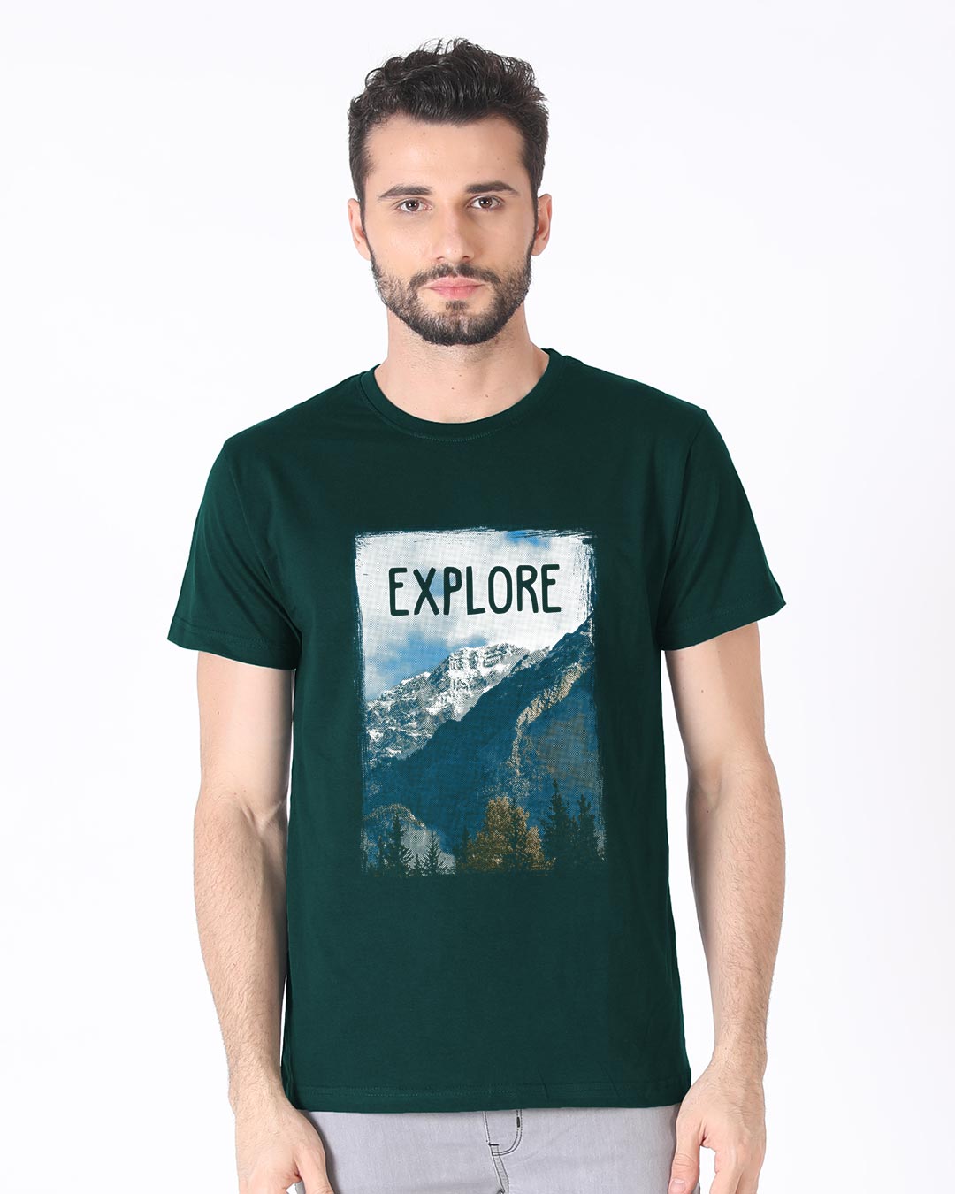 Shop Explore The Mountains Half Sleeve T-Shirt-Back