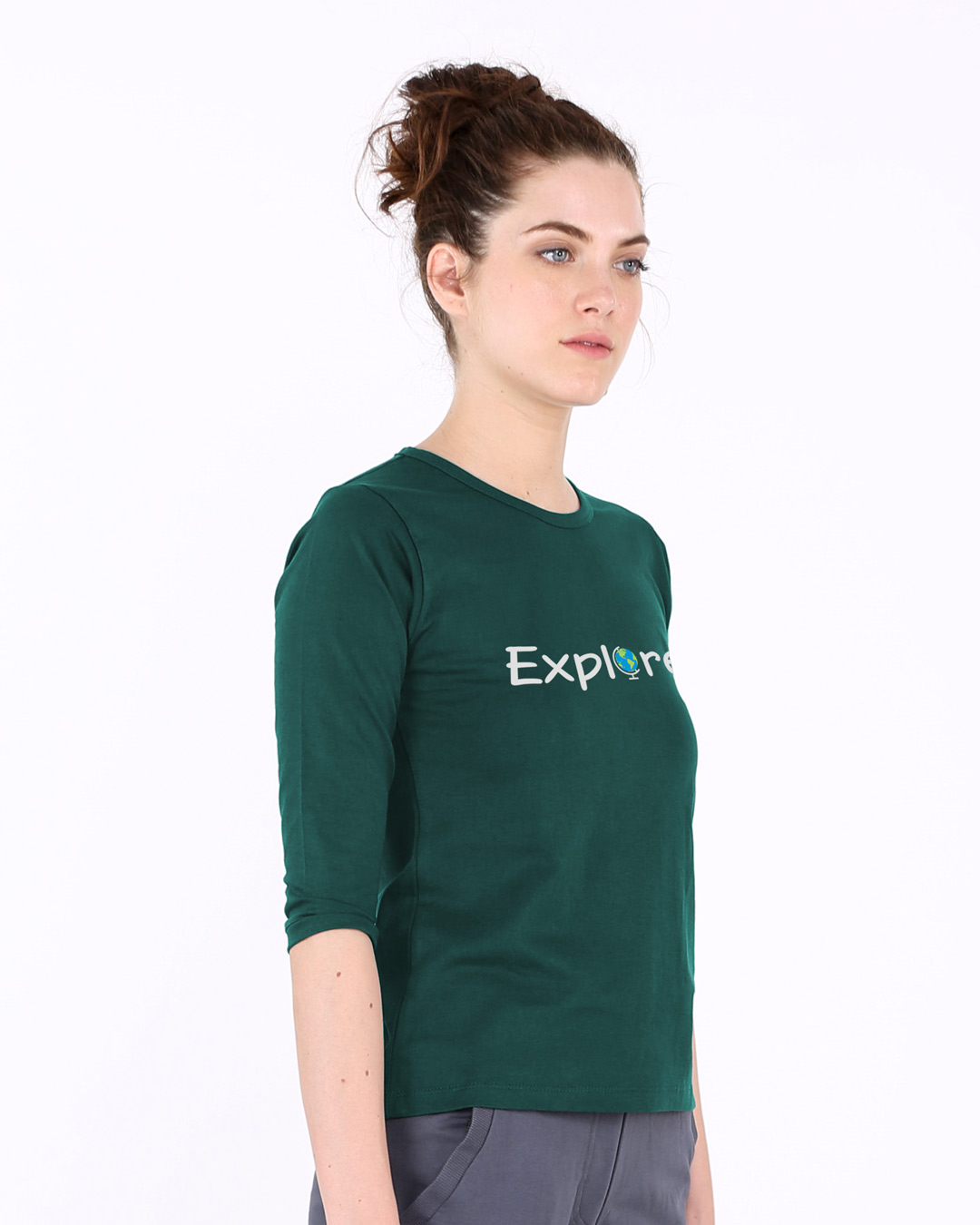 Shop Explore The World Round Neck 3/4th Sleeve T-Shirt-Back