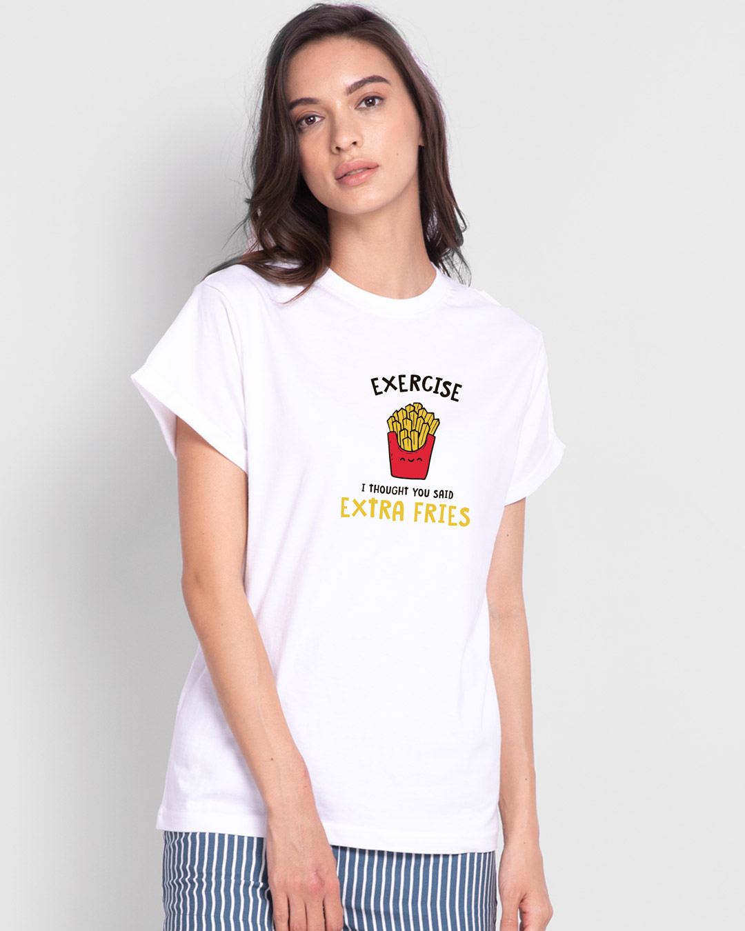 Shop Extra Fries 2.0 Boyfriend T-Shirt White-Back